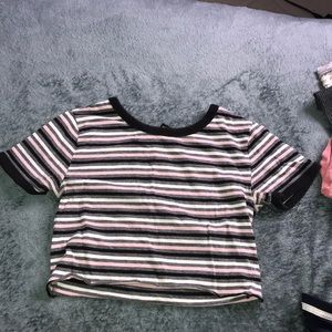 striped crop shirt
